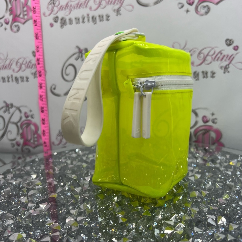 Drunk elephant bag seethrough transparent Neon Yellow Clear Vinyl Cosmetic Pouch - Picture 4 of 10